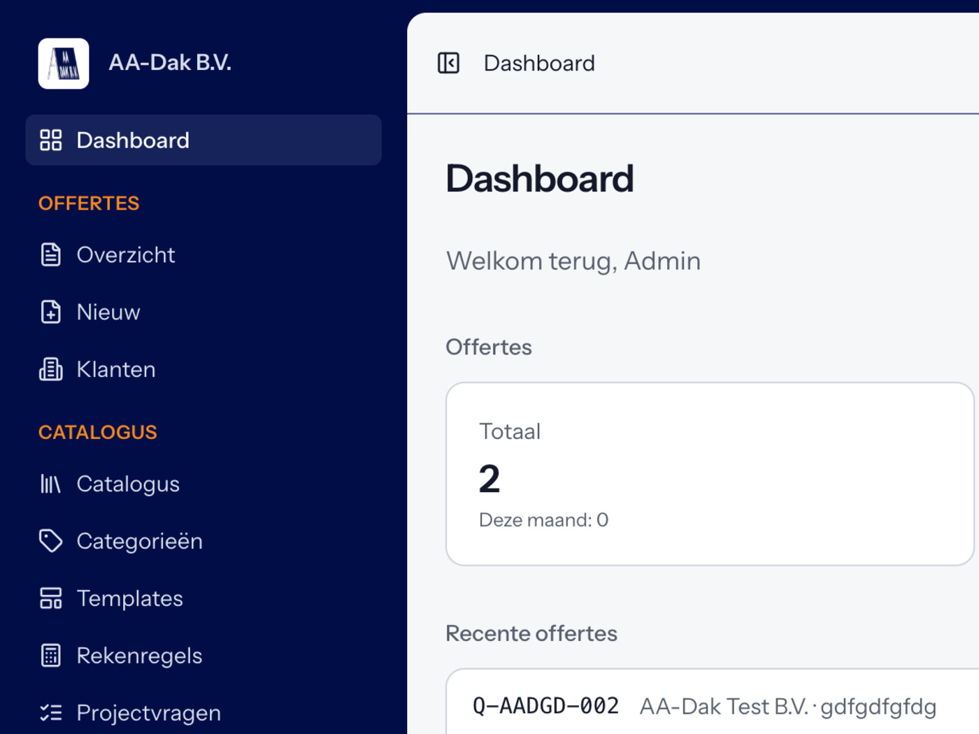 Screenshot of the AA-DAK quote calculator
